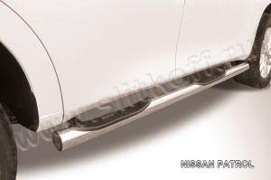 Подножки-трубы со ступеньками диам.76мм, нержавейка (возможен заказ сталь с черным покрытием -60%), для авто Nissan Patrol Y62 2010-